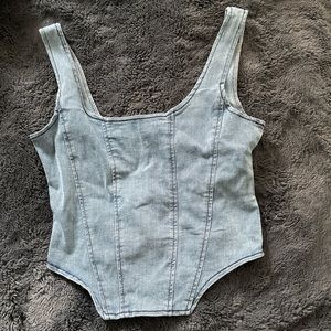 denim corset top with zipper